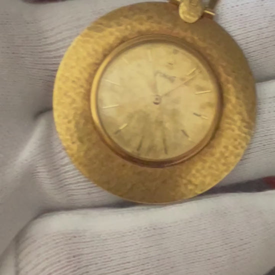 Frisman Vintage Piaget Pocket Watch With Linen Decoration Ca' 1970's 18k Gold