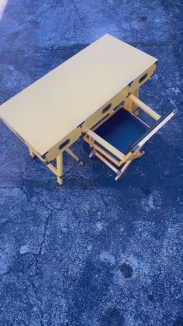 Frisman Vintage Vintage Yellow  Campaign Desk And Matching Chair Ca' 1960's
