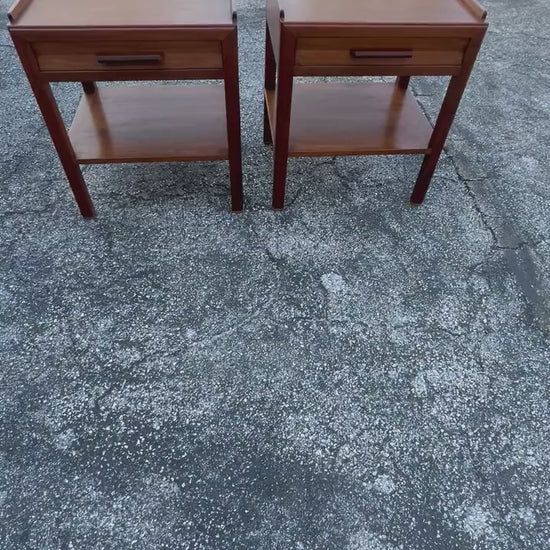 Frisman Vintage Edward Wormley Dunbar Night Stands Walnut  With Rosewood Handles Ca' 1950's