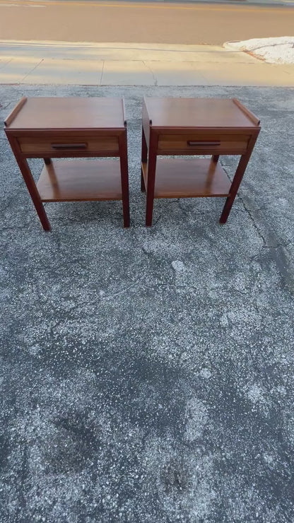 Frisman Vintage Edward Wormley Dunbar Night Stands Walnut  With Rosewood Handles Ca' 1950's