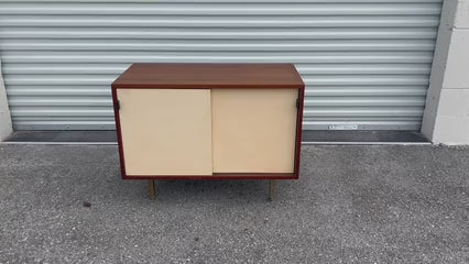 Frisman Vintage Petite Classic Knoll Credenza in Walnut and Cream Ca' 1950's