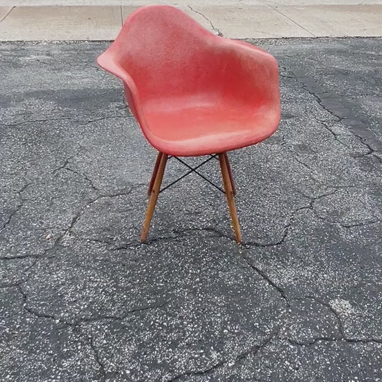Frisman Vintage Vintage Charles Eames "PAW Chair" Swivel Fiber Glass Shell Dowel Leg 1950's