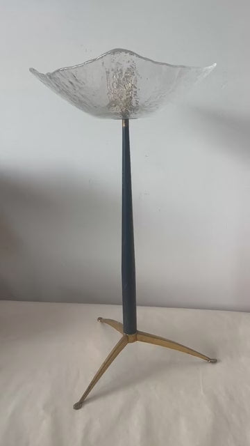 Frisman Vintage Unusual Italian Gueridon with Moulded Glass Top