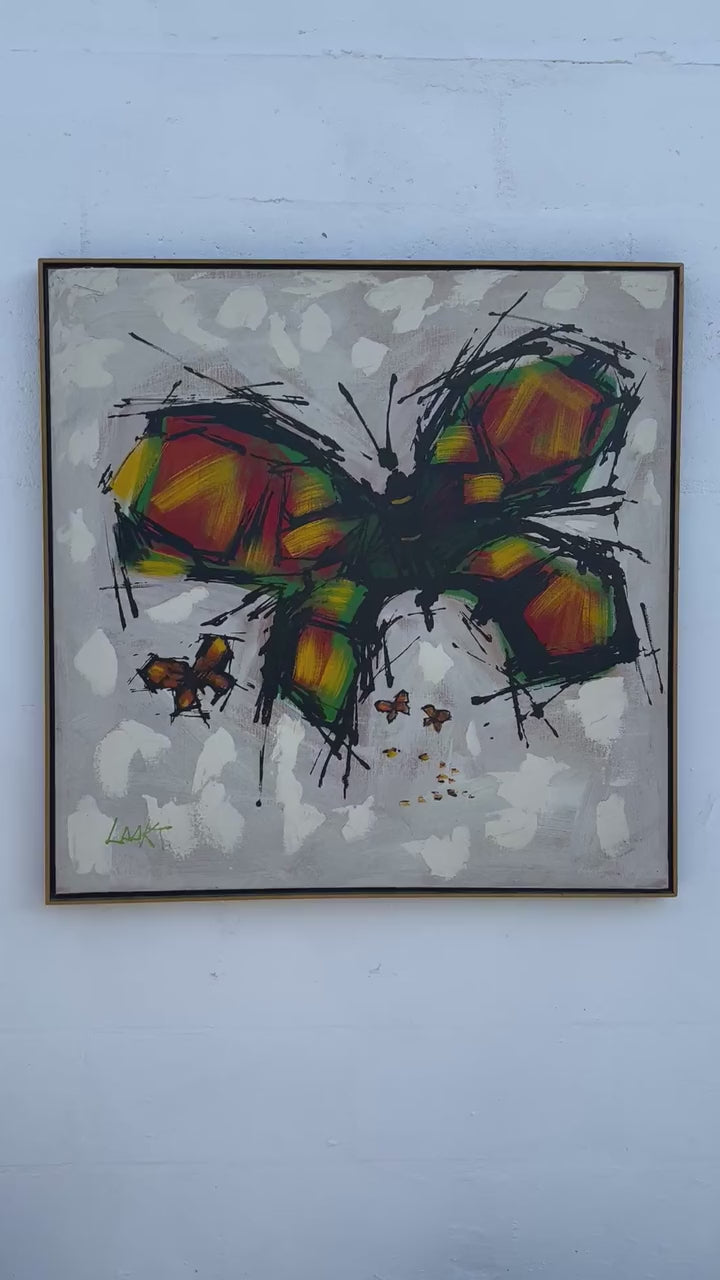 Frisman Vintage Vintage Abstract Mid Century Modern Lee Reynolds insp Oil Butterfly Painting