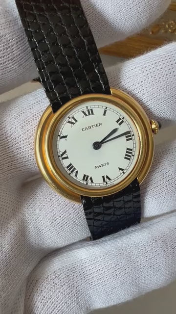Frisman Vintage Cartier Paris Vendome Large Automatic Original Deployant Buckle Ca' 1970's